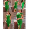 meilun Women’s One Shoulder Bandage Dresses for Women Wedding Guest Sexy Formal Midi Dress(Grass Green)