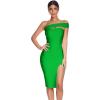 meilun Women’s One Shoulder Bandage Dresses for Women Wedding Guest Sexy Formal Midi Dress(Grass Green)