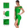 meilun Women’s One Shoulder Bandage Dresses for Women Wedding Guest Sexy Formal Midi Dress(Grass Green)