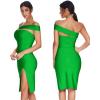 meilun Women’s One Shoulder Bandage Dresses for Women Wedding Guest Sexy Formal Midi Dress(Grass Green)