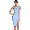 meilun Women’s One Shoulder Bandage Dresses for Women Wedding Guest Sexy Formal Midi Dress(Ice Blue)