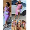 meilun Women’s One Shoulder Bandage Dresses for Women Wedding Guest Sexy Formal Midi Dress(Purple)