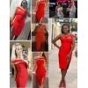 meilun Women’s One Shoulder Bandage Dresses for Women Wedding Guest Sexy Formal Midi Dress(Red)