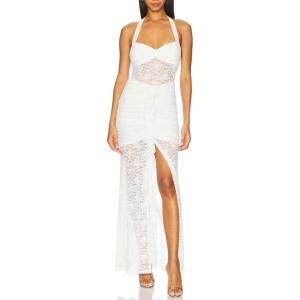 Hanging Lace Long Sleeveless Backless Slim Home Coming Holiday Bridesmaid Dresses(White)