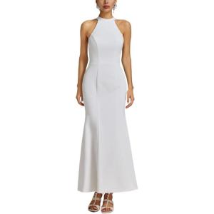 meilun Satin Bridesmaid Dress White Luxury Evening Gown Everyday Off-The-Shoulder Strapless Dress(White1)