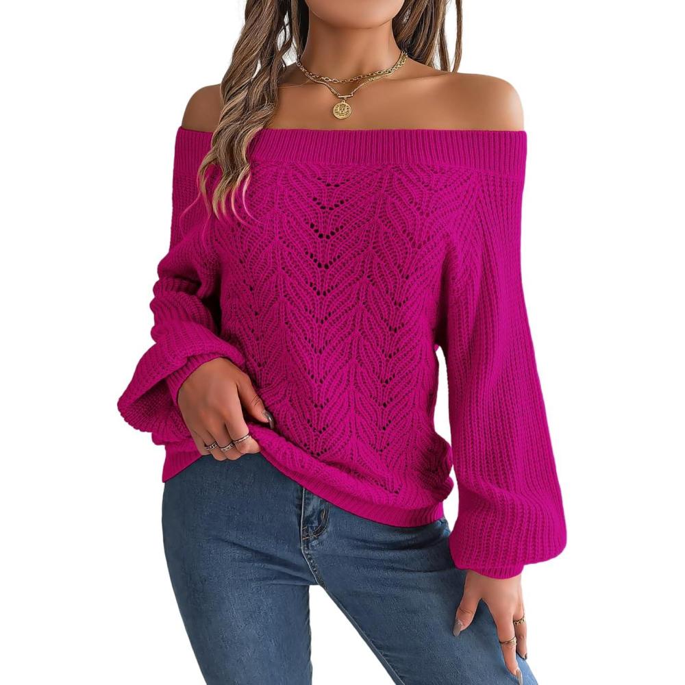 imageOpenwork OffTheShoulder Sweater with Bell Sleeves InstagramWorthy Casual FallWinter StyleRose