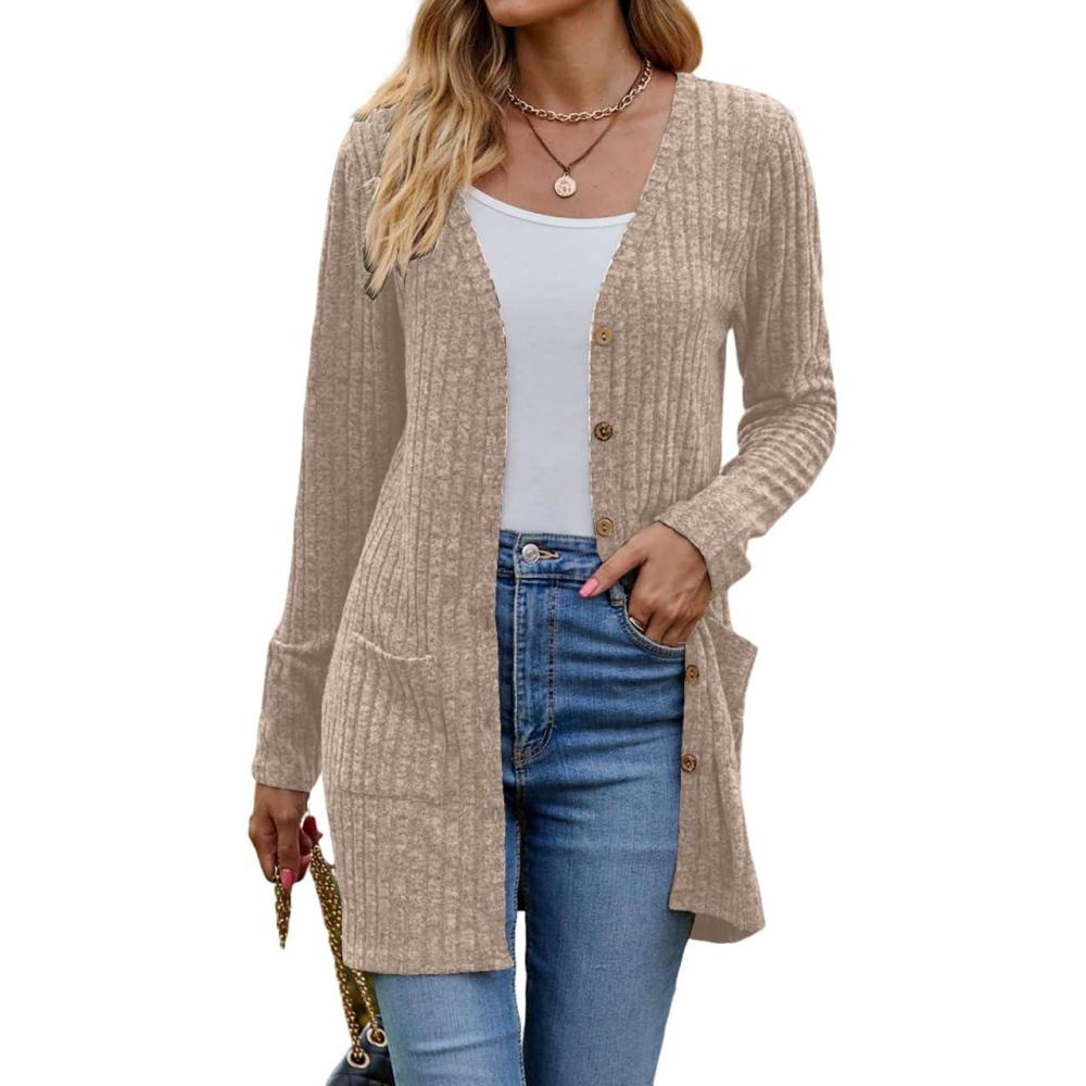imagemeilun Womens Knit Cardigan Coat FallWinter Style with WaistDefining Fit and Long LengthCoffee