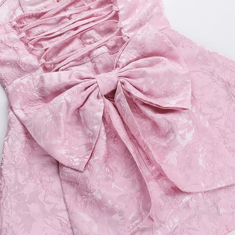 imagemeilun Embroidered Dress Temperament Sexy Sheath Bow Mini Dress Graduation Evening Party DinnerBpink