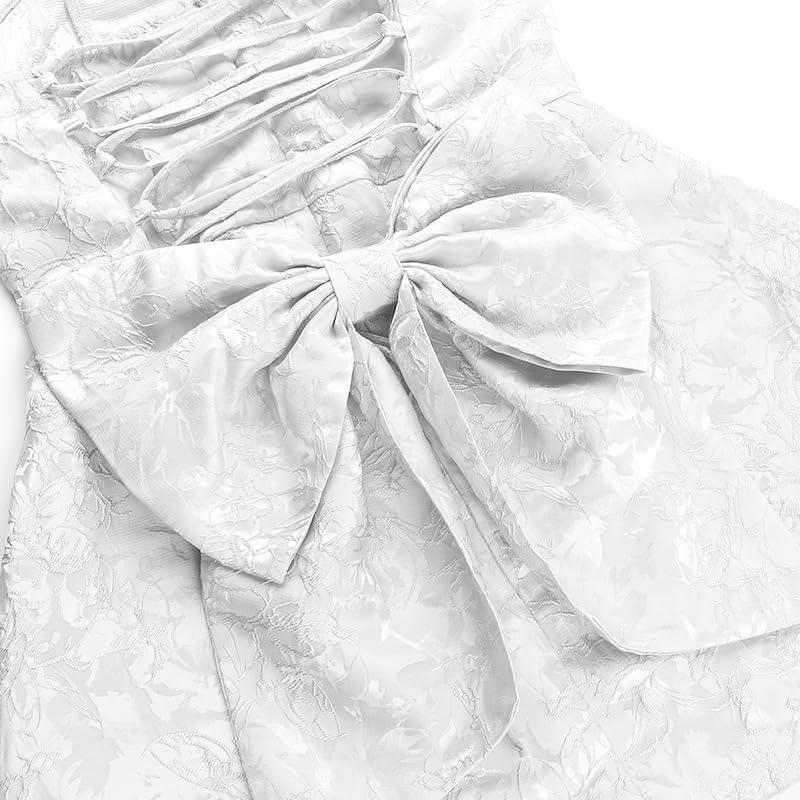 imagemeilun Embroidered Dress Temperament Sexy Sheath Bow Mini Dress Graduation Evening Party DinnerBwhite