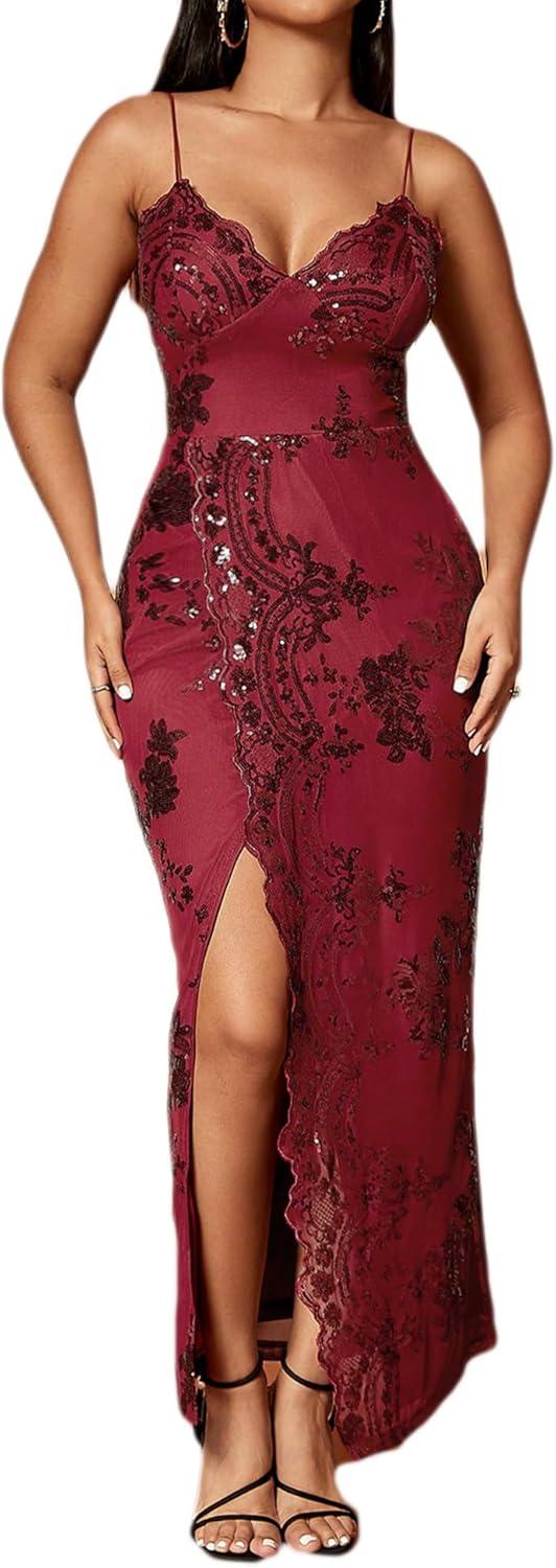 imagemeilun Sparkly Spaghrtti Strap Sequin Formal Dress Evening Gowns High Slit Long Prom Wedding Guest DressAwine