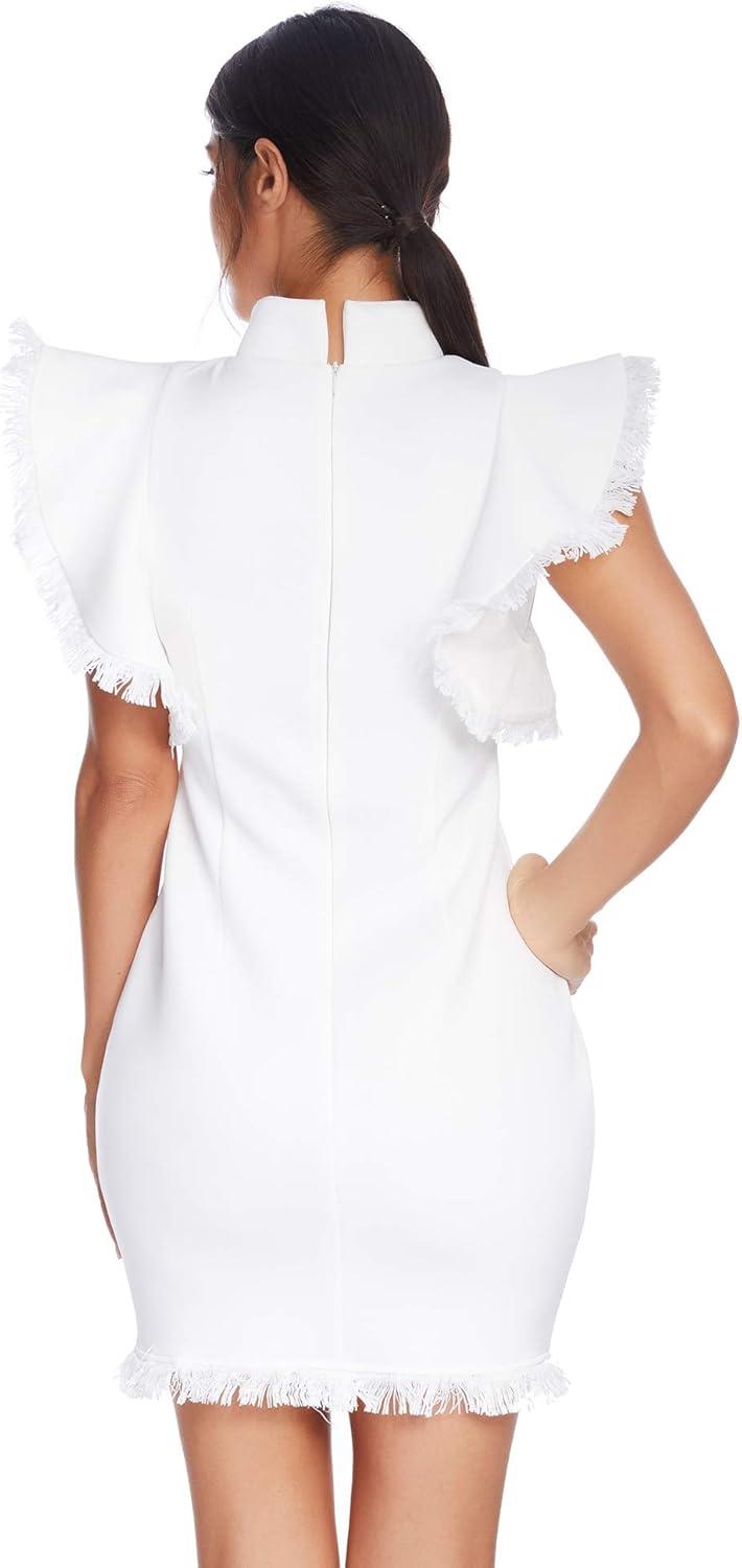 imagemeilun Womens Sleeveless Ruffles Tassel Dress Celebrity Party Dress Vestidos Bodycon Club Dress