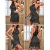 Halter Cocktail Dresses Flapper Dresses 1920s Gatsby with All-Over Fringe Mini Dresses Prom Party Dress(C-black)