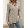 Knitted Top with Long Sleeves and Button Design, Solid Color V-Neck for Women(Coffee)