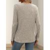 Knitted Top with Long Sleeves and Button Design, Solid Color V-Neck for Women(Coffee)