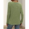 Knitted Top with Long Sleeves and Button Design, Solid Color V-Neck for Women(Green)
