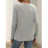 Knitted Top with Long Sleeves and Button Design, Solid Color V-Neck for Women(Grey)