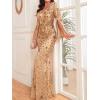 Long Sleeve V-Neck Wedding Guest Dress Formal Dress Mermaid Evening Gowns Prom Evening Dress(A-champagne)