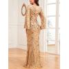 Long Sleeve V-Neck Wedding Guest Dress Formal Dress Mermaid Evening Gowns Prom Evening Dress(A-champagne)