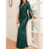 Long Sleeve V-Neck Wedding Guest Dress Formal Dress Mermaid Evening Gowns Prom Evening Dress(A-green)