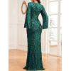 Long Sleeve V-Neck Wedding Guest Dress Formal Dress Mermaid Evening Gowns Prom Evening Dress(A-green)
