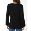 Long-Sleeve V-Neck Ribbed Brushed Knit Base Layer Sweatshirt Casual Pullover Top for Fall/Winter(Black)