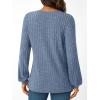 Long-Sleeve V-Neck Ribbed Brushed Knit Base Layer Sweatshirt Casual Pullover Top for Fall/Winter(Blue)