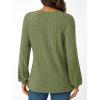Long-Sleeve V-Neck Ribbed Brushed Knit Base Layer Sweatshirt Casual Pullover Top for Fall/Winter(Green)
