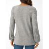 Long-Sleeve V-Neck Ribbed Brushed Knit Base Layer Sweatshirt Casual Pullover Top for Fall/Winter(Grey)