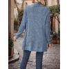 Long-Sleeved Cardigan Sweater Casual Solid-Color Fashionable Long-Length Slim-Fit Cardigan(Blue)