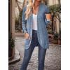 Long-Sleeved Cardigan Sweater Casual Solid-Color Fashionable Long-Length Slim-Fit Cardigan(Blue)