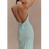 Neck Sleeveless Midi Dress Big Backless Twist French Party Wedding Seaside Home Coming(Green)
