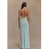 Neck Sleeveless Midi Dress Big Backless Twist French Party Wedding Seaside Home Coming(Green)