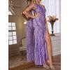 One Shoulder Formal Dress Sequin Evening Gowns for Women Purple Wedding Guest Dresses Semi-Formal Long Dress(A-purple)