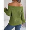 Openwork Off-The-Shoulder Sweater with Bell Sleeves Instagram-Worthy Casual Fall/Winter Style(Green)