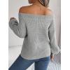 Openwork Off-The-Shoulder Sweater with Bell Sleeves Instagram-Worthy Casual Fall/Winter Style(Grey)