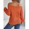 Openwork Off-The-Shoulder Sweater with Bell Sleeves Instagram-Worthy Casual Fall/Winter Style(Orange)