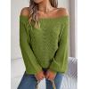 Openwork Off-The-Shoulder Sweater with Bell Sleeves Instagram-Worthy Casual Fall/Winter Style(Orange)