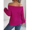 Openwork Off-The-Shoulder Sweater with Bell Sleeves Instagram-Worthy Casual Fall/Winter Style(Rose)