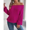 Openwork Off-The-Shoulder Sweater with Bell Sleeves Instagram-Worthy Casual Fall/Winter Style(Rose)
