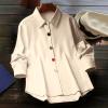 Solid-Color Cardigan Long-Sleeve Shirt with Colored Buttons for Women – Spring/Fall Casual Wear(Beige)