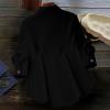 Solid-Color Cardigan Long-Sleeve Shirt with Colored Buttons for Women – Spring/Fall Casual Wear(Black)