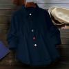 Solid-Color Cardigan Long-Sleeve Shirt with Colored Buttons for Women – Spring/Fall Casual Wear(Blue)