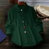Solid-Color Cardigan Long-Sleeve Shirt with Colored Buttons for Women – Spring/Fall Casual Wear(Green)