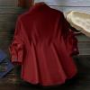 Solid-Color Cardigan Long-Sleeve Shirt with Colored Buttons for Women – Spring/Fall Casual Wear(Red)