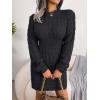 Twisted-Waist Fitted Dress with Hip-Hugging Silhouette Casual Base Layer Sweater Dress(Black)