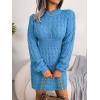 Twisted-Waist Fitted Dress with Hip-Hugging Silhouette Casual Base Layer Sweater Dress(Blue)