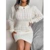 Twisted-Waist Fitted Dress with Hip-Hugging Silhouette Casual Base Layer Sweater Dress(White)