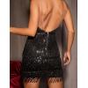 Women’s Backless Cut Out Cocktail Dresses Flapper Dresses 1920s Gatsby with All-Over Sequin Fringe Mini Dresses Prom Party Dress(Black,l)