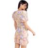 Women’s Floral Embroidery Mini Dress Wedding Guest Dress Puff Sleeve V-Neck Lace Bodycon Evening Party Cocktail Dress(A-lightpurple)