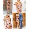 Women’s Floral Embroidery Mini Dress Wedding Guest Dress Puff Sleeve V-Neck Lace Bodycon Evening Party Cocktail Dress(A-muti-beige)